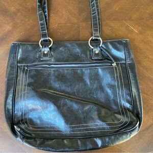 Buxton Elegant Black Leather Tote Bag